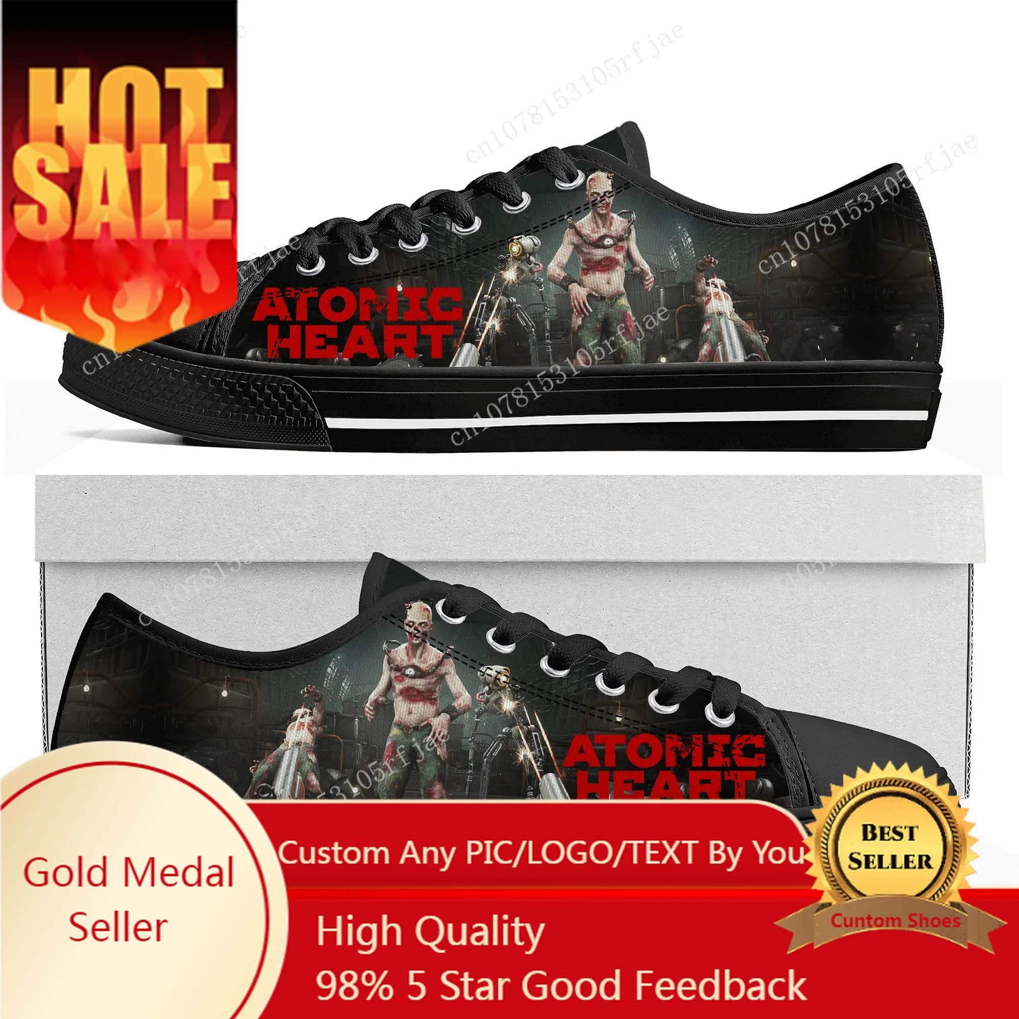 Scarpe da ginnastica basse Atomic Heart Gioco di cartoni animati caldi Scarpe da donna per adolescenti da uomo Sneaker di tela su misura alla moda casual