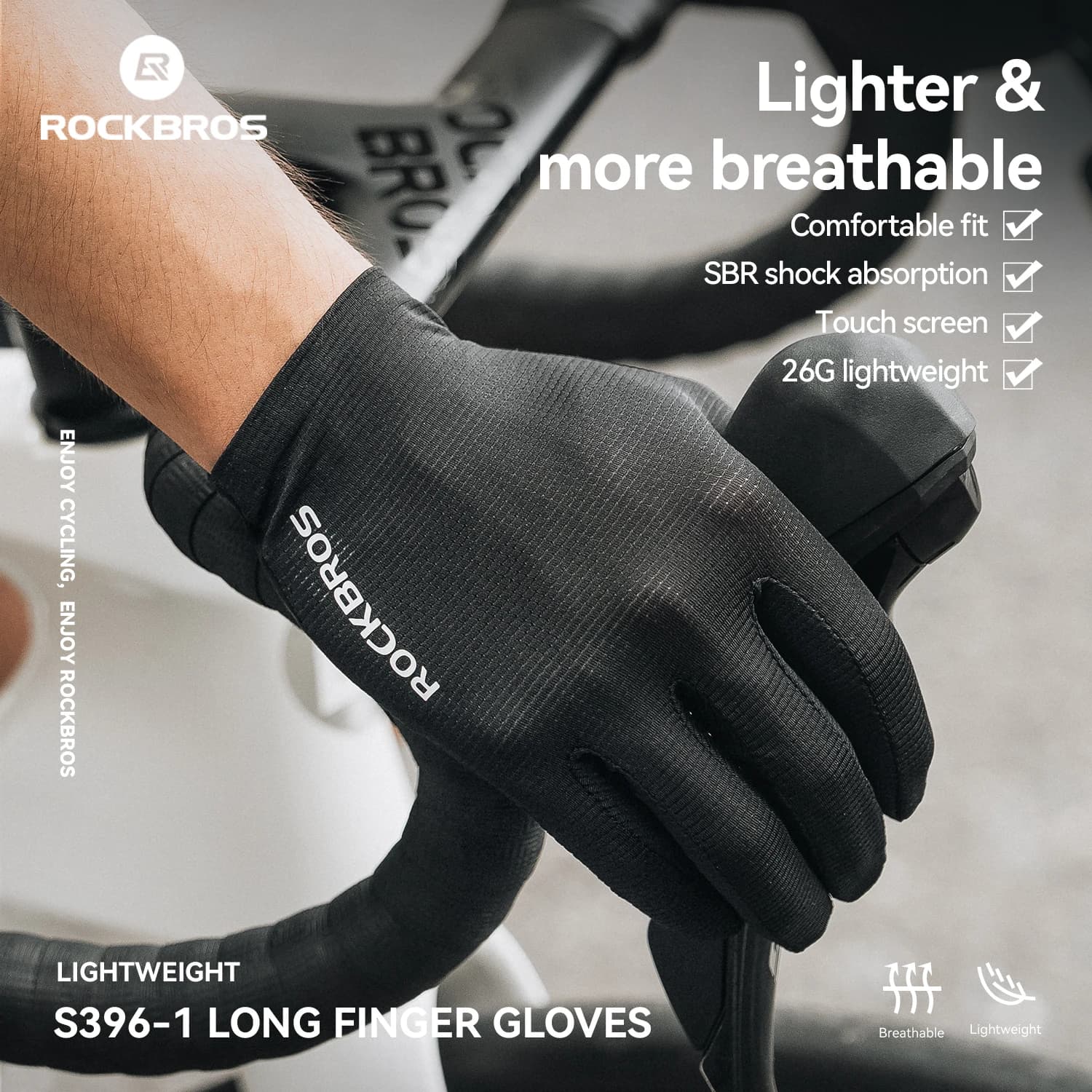 Cycling Gloves ROCKBROS Bicycle Gloves with Full Fins for Shock Absorption SBR Riding Gloves
