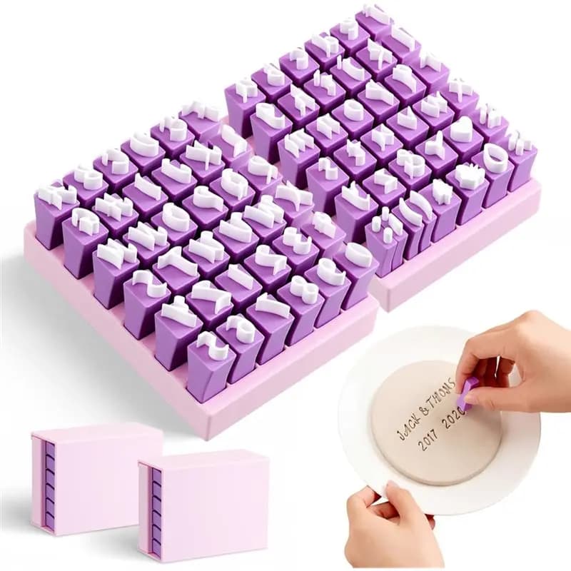 ABFI For Clay For Ceramics DIY 72Pcs Alphabet Stamps Set 1/2" 12.7Mm Pottery Letter Stamps For Clay Stepping Stone Mold