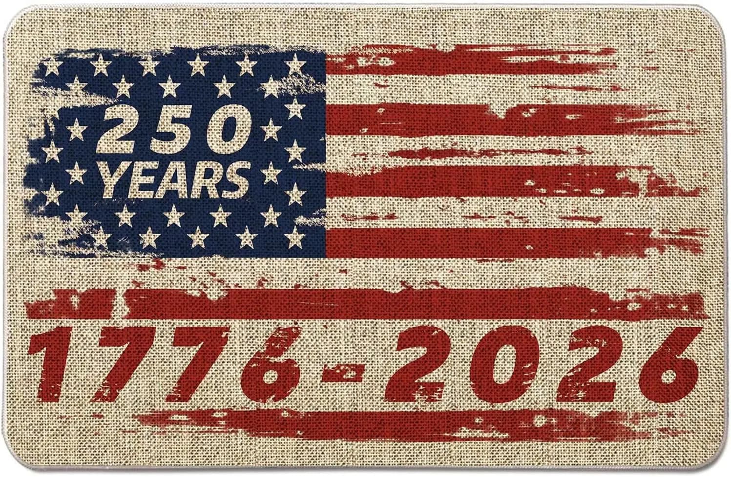 Tappetino Patriottico USA 250° Anniversario 4 Luglio Rosso Bianco Blu per Interni ed Esterni Varie Misure