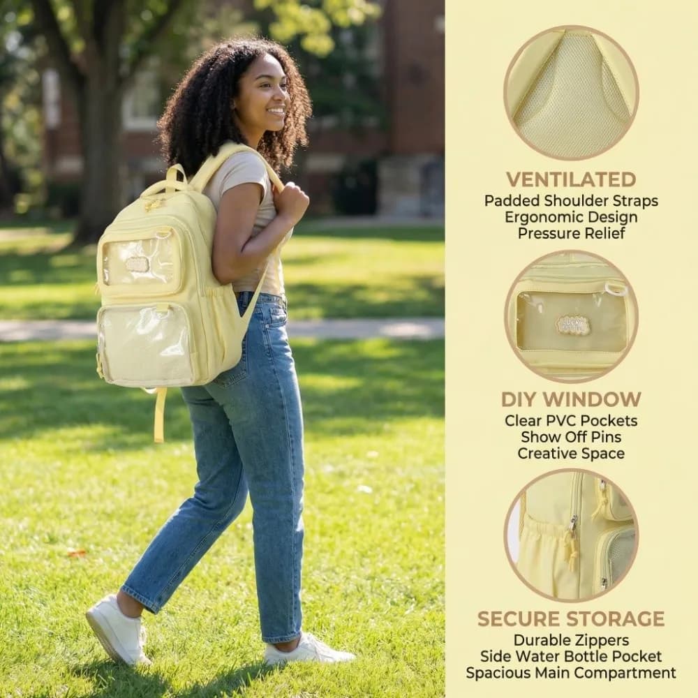Solid Color Nylon Ita Backpack Durable Dustproof Students School Bag Scratch Prevention Polyester Large Capacity Daypack School