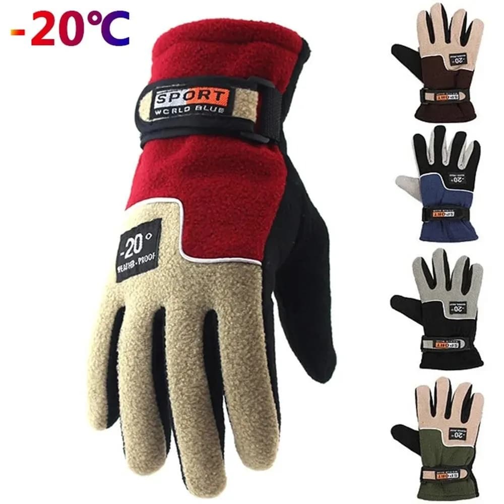 Hot Winter Gloves Outdoor Skiing Cycling Outdoor Sports Five fingers Gloves Men's plush thickening Hot motorcycle gloves