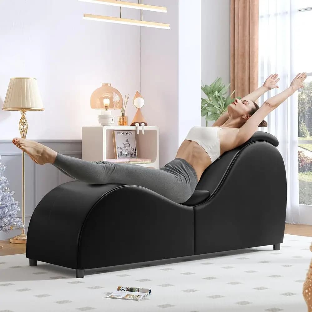 Sedia da yoga curva da 60 pollici per stretching, relax ed esercizi indoor - Cuscino regolabile, nero