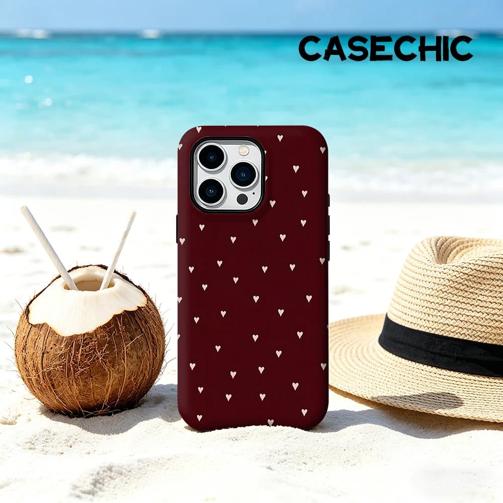 Custodia CaseChic opaca antiurto per MagSafe per iPhone 17 16 15 14 Plus 13 Pro Max, cover rigida in PC con mini cuori