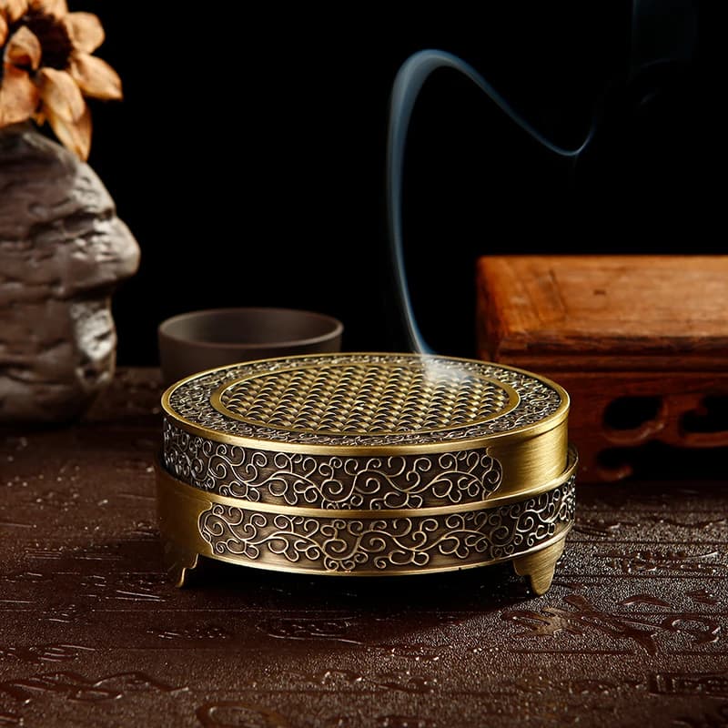 Retro door zinc alloy incense Buddhism incense burner for coil incense burner cone Inscent decorations for home meditation Yoga