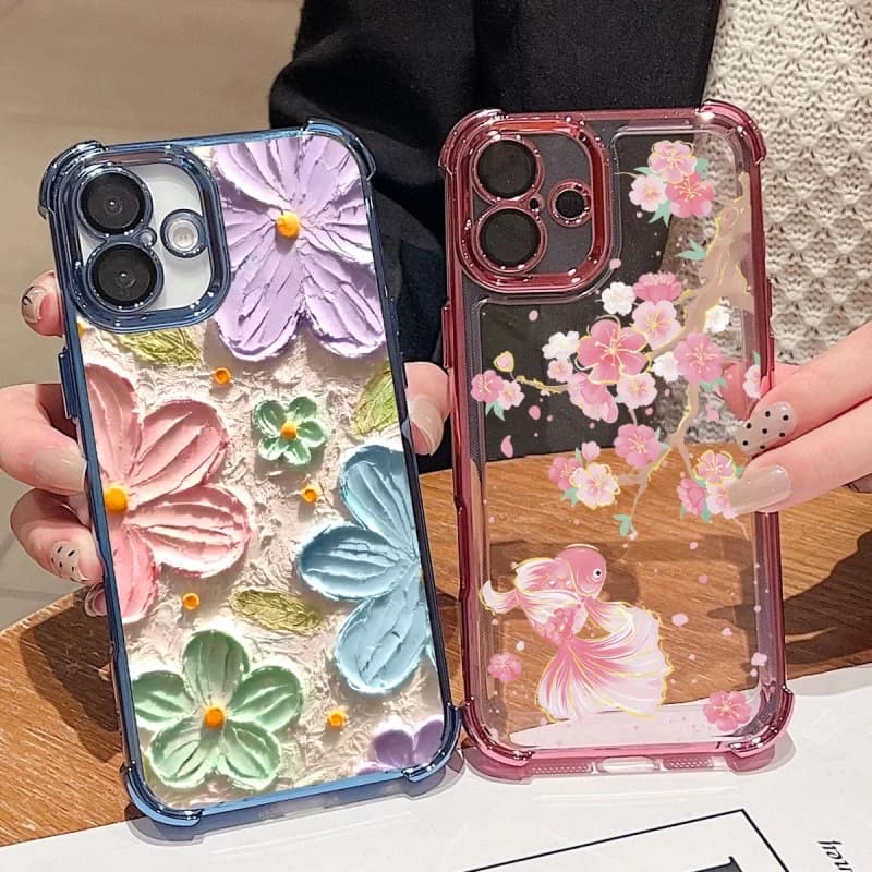 Oil Painting Flower Phone Case For Samsung Galaxy S25 S26 Ultra Edge A57 A27 A37 A56 A16 A15 A07 A06 A55 A36 A26 A54 S24 FE Plus