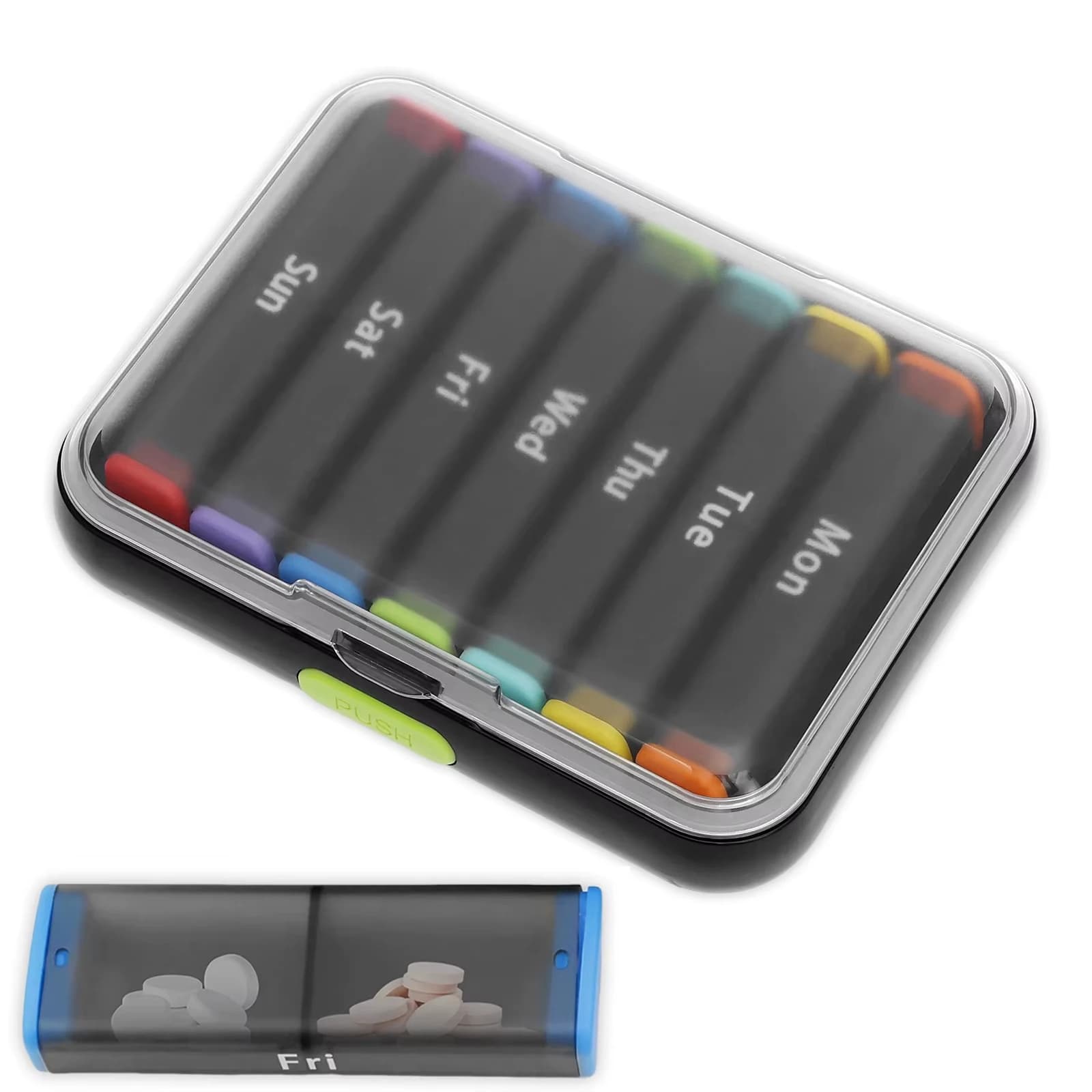 Weekly pill holder 2 times a day with double moisture proof design Container for vitamins for 7-day medications