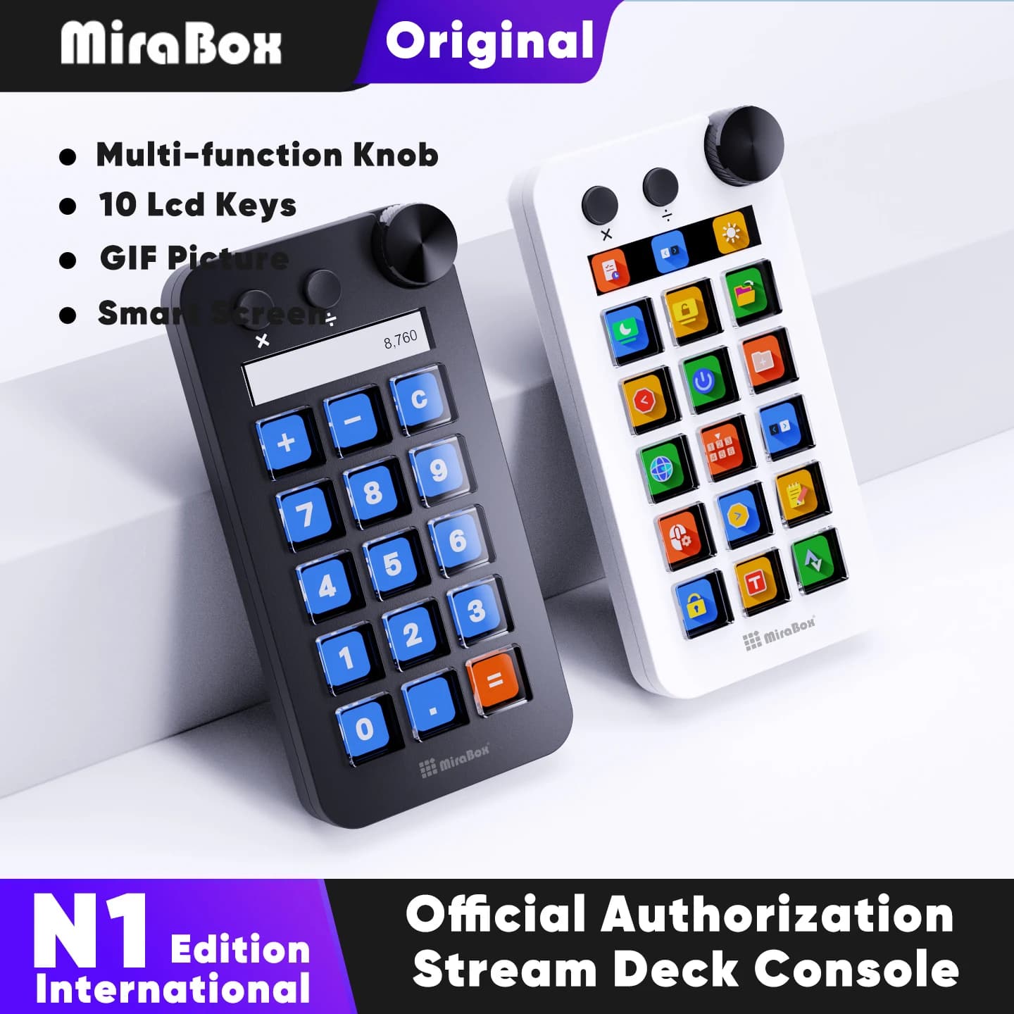 Mirabox N1 Stream Deck Macropad, Controller Creativo, Dock Streamdeck, Tastierino Macro Mini, Console Desktop Visiva, Stream Desk