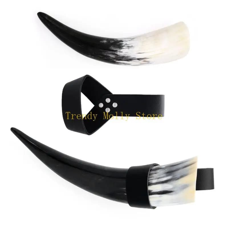 N5KB Vikinges Tazza in corno con fondine in PU, boccale birra Costume cosplay Halloween