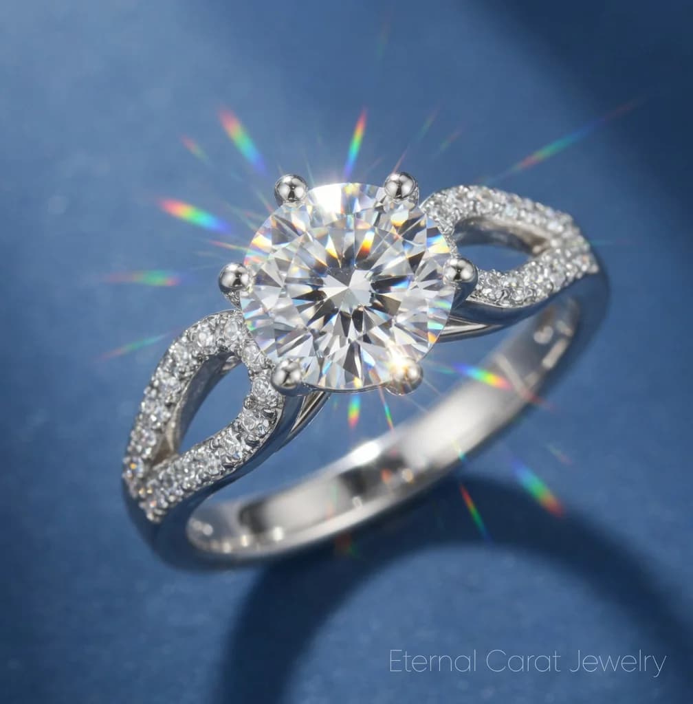 Anello in Platino PT950 con Moissanite a Sei Punte Intrecciate, Regalo di Lusso per Fidanzamento, Anniversario o Proposta