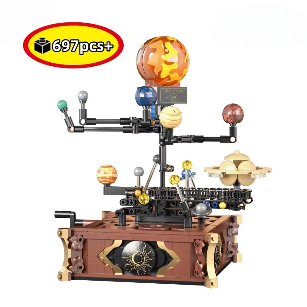MOC Creative Space Modello del Sistema Solare con Pianeti in Orbita, Blocchi da Costruzione Fai-da-Te, Decorazione da Scrivania, Giocattolo in Mattoncini per Bambini e Adulti, 697 Pezzi