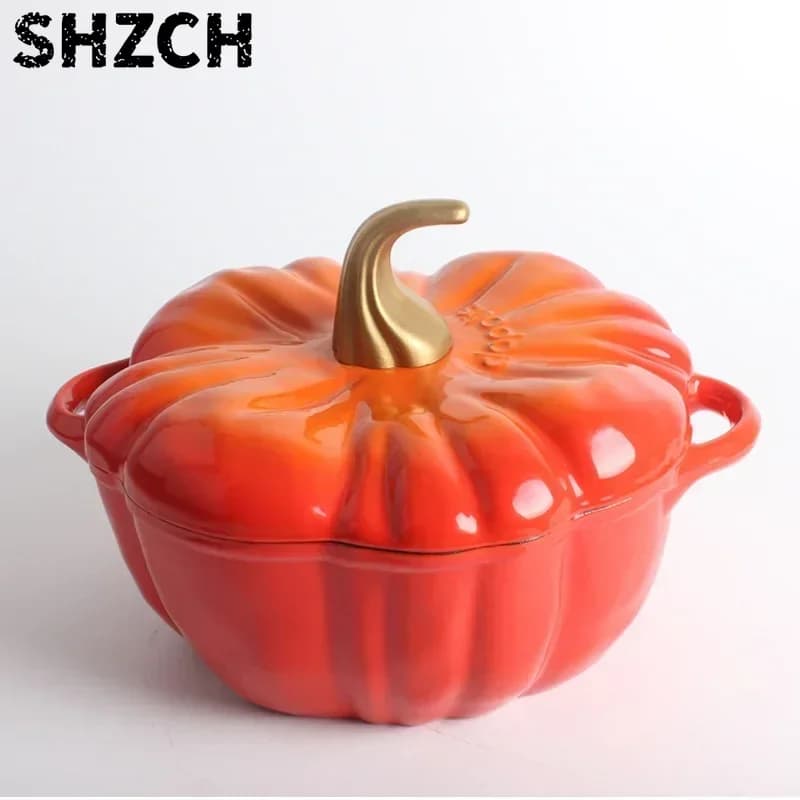 Cast Iron Pum/pkin Pot Non-stick Frying Pan Thickened Enamel Cast Iron Tomato Soup Pot Induction Cooker and Stew Pot Durable
