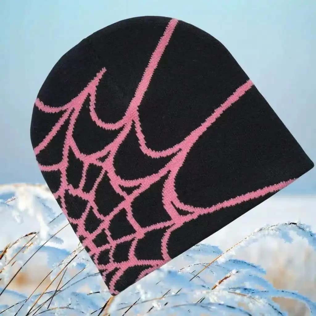 Berretto Lavorato a Maglia con Motivo Gotico a Rete Y2K, Cappello Invernale Unisex Streetwear