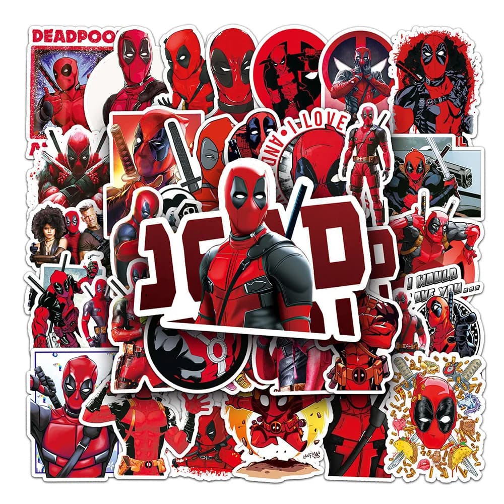 10/30/50 Pezzi Adesivi Cool di Deadpool, Supereroe Marvel, Decalcomanie Cartoon per Skateboard, Telefono, Notebook, Impermeabili, Graffiti, Giocattoli