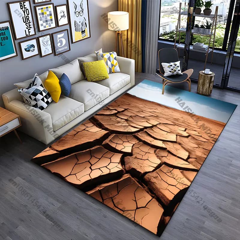 Tappeto decorativo per soggiorno a tema deserto arido e screpolato, tappetino da yoga, tappeto per gattonare per bambini, zerbino, tappeto per giochi