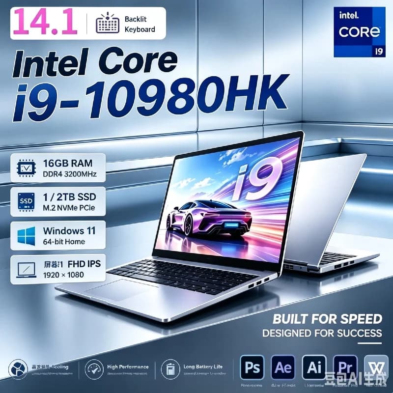 Intel Core i9‑10980HK 2026 14.1 Inch Portable Gaming Laptop IPS 1920*1080 Display 16GB RAM 1TB SSD Notebook PC For Game & Office