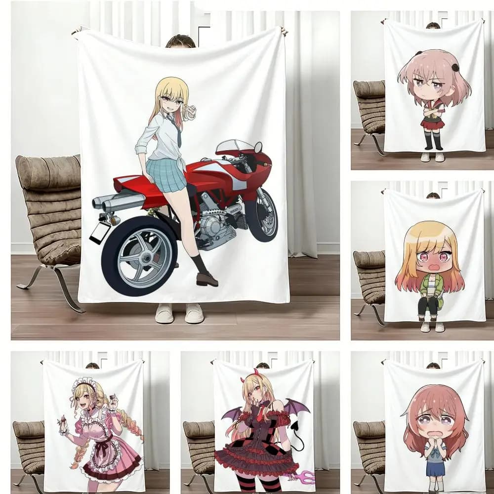 Anime M-MyS Dress UpS DarlingS Throw Lightweight 240g Flannel Blanket Soft Skin-friendly for Summer Cooling