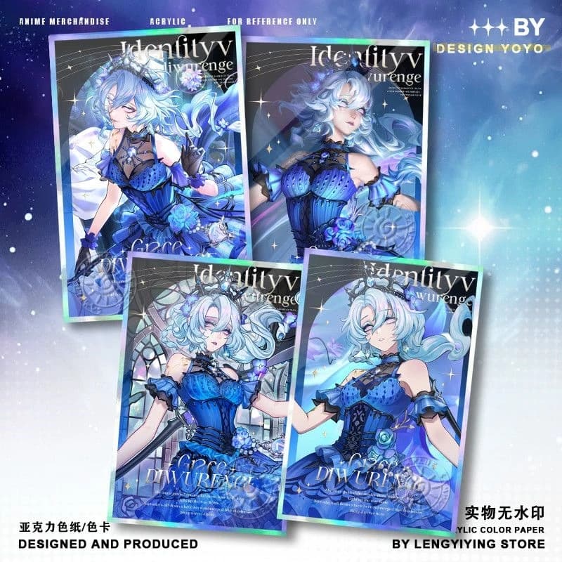 Carta Decorativa Acrilica con Doppio Effetto Flash di Grace Naiad da Game Identity Ⅴ, Ornamento Anime, Carta Colorata