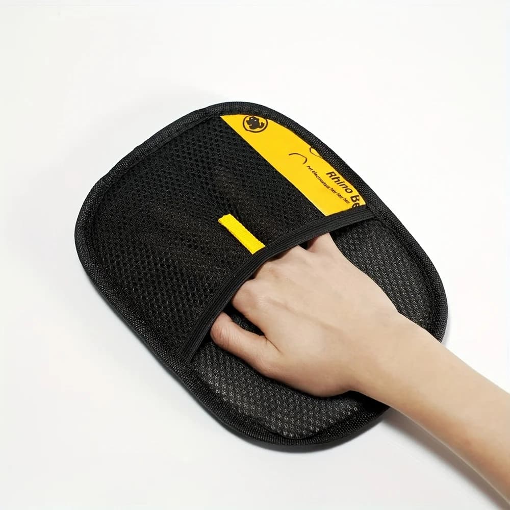 Static Hair Removal Gloves for Large Pet Upgrade Edition - Black Polypropylene Cat Swimwear Gloves with Yellow Accents