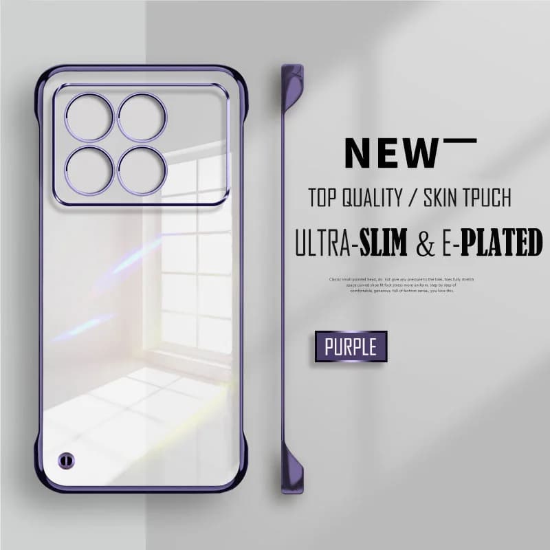 Plated Transparent Slim Frameless Phone Case For Xiaomi Poco F7 Ultra X7 X6 F6 F5 Pro Lens Protection Plating Back Cover