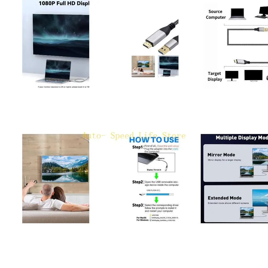 02DA PVC USB3.0 HDTV Cavo connessione 1080P 4K Supporto per il monitor per laptop per computer