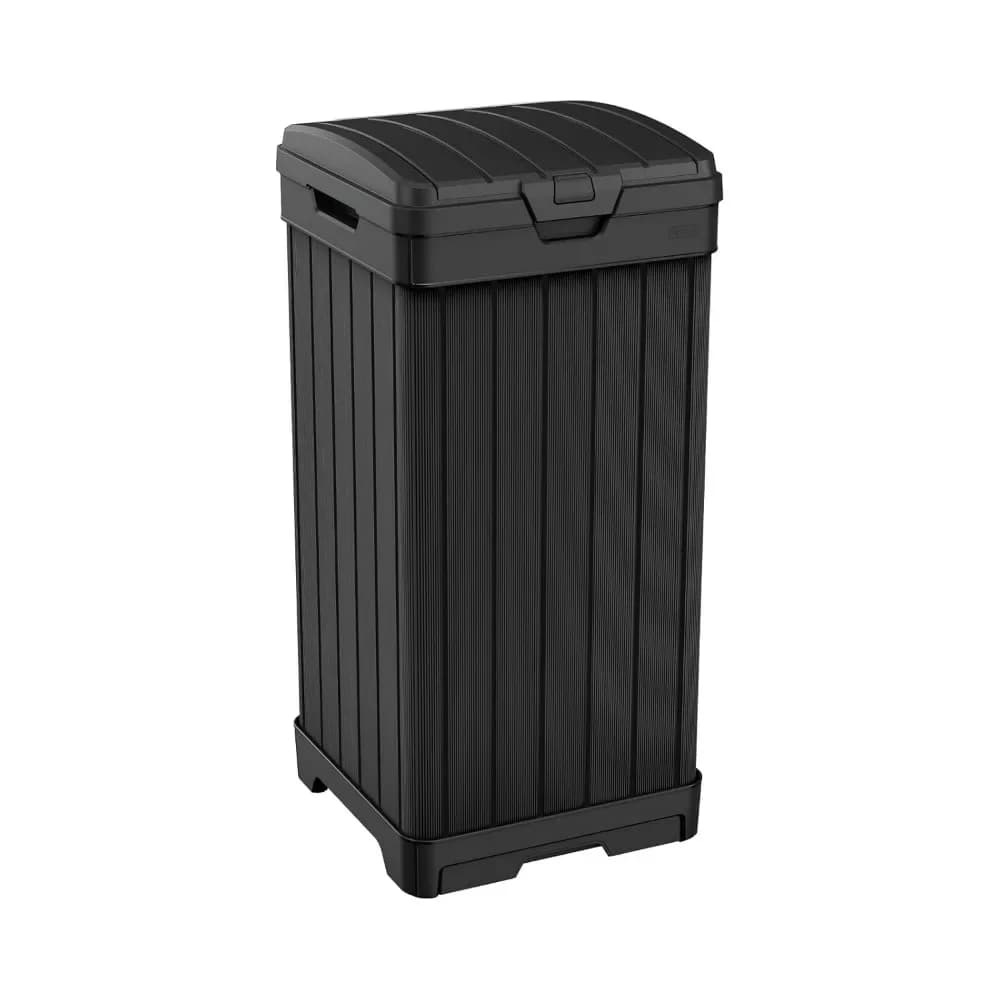Cestino per Rifiuti da Esterno da 38 Galloni con Coperchio e Vassoio Raccogligocce per Facile Pulizia, Perfetto per Pranzi in Patio, Colore Nero