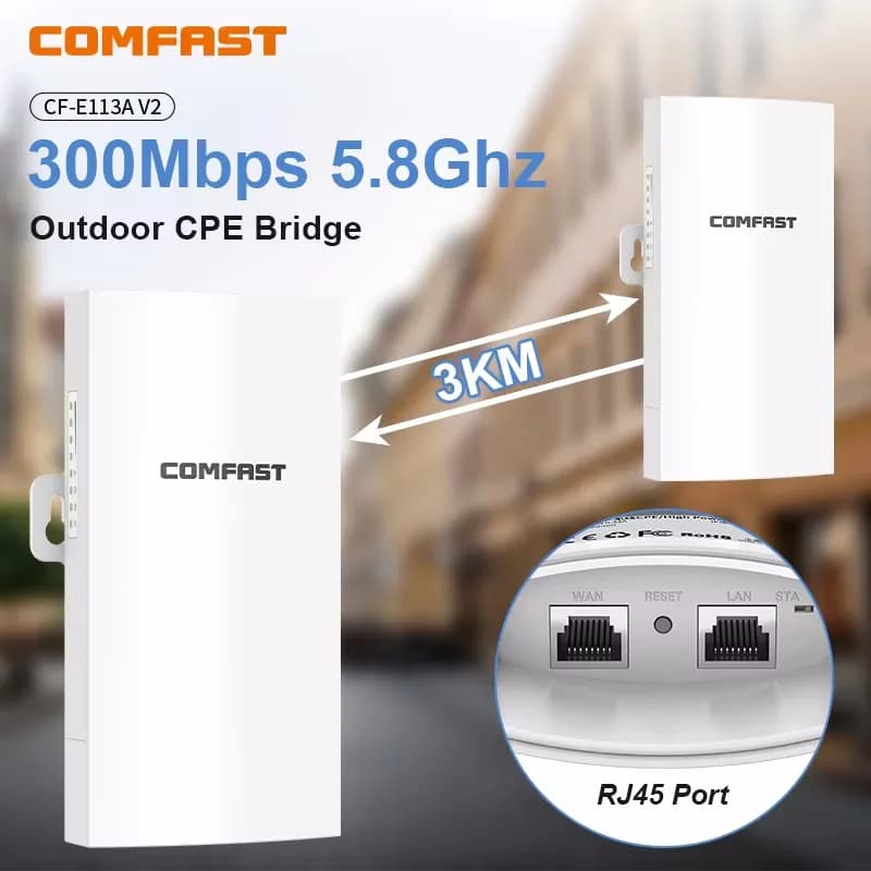 COMFAST 300Mbps 5.8Ghz Ponte AP wireless esterno 3KM WIFI CPE Punto di accesso 11dBi Antenna WI-FI Router di nanostazione 2 pezzi