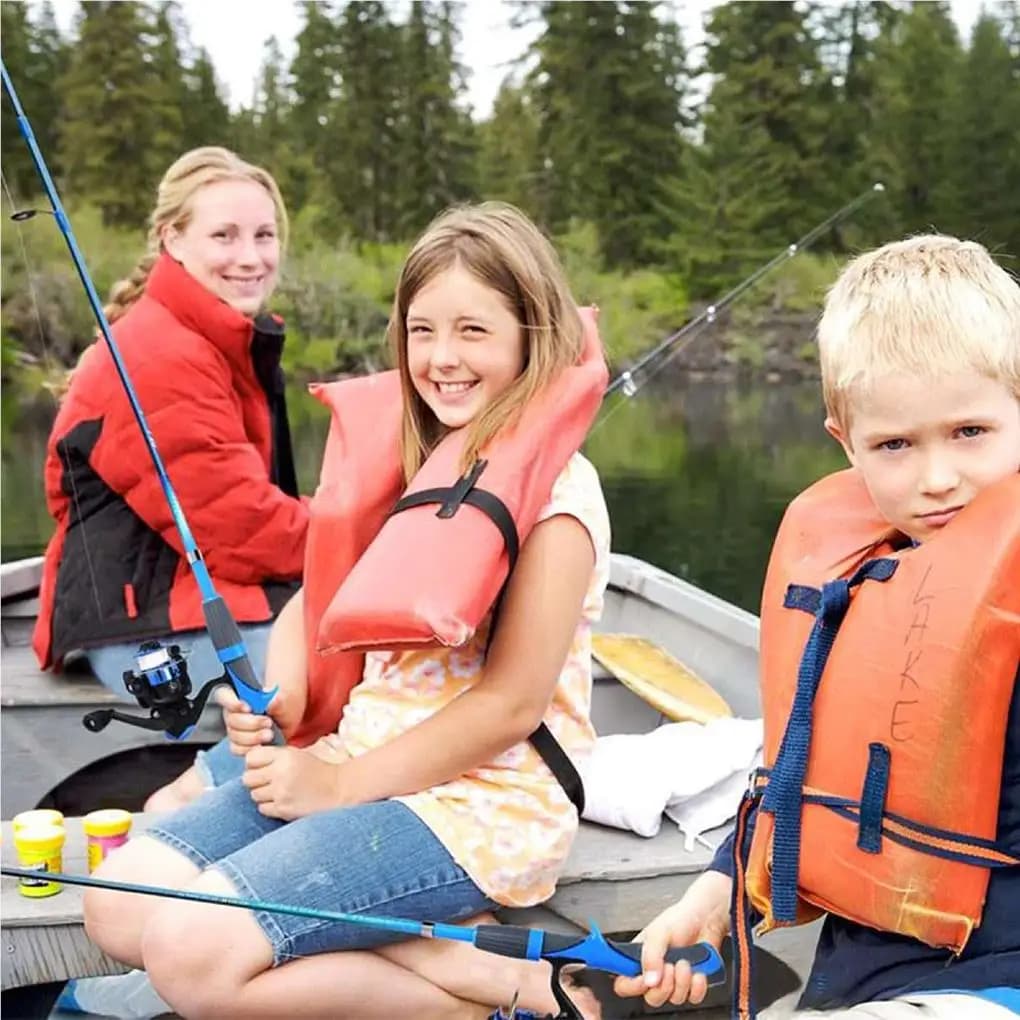 Canna da pesca e mulinello combinati con mulinello da pesca Canna da pesca per bambini da viaggio per viaggi Ragazzi Ragazze Bambini Bambini Giovani