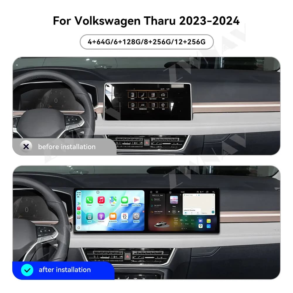 Popular Sale Dual 10.1’’ Android15 For Volkswagen Tharu 2023-2024 Car Radio GPS Navigation CarPlay HD Screen Multimedia Player