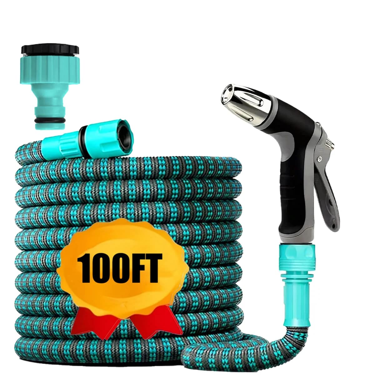 Flexible and Expandable Garden Tube in Rubber 25-100FT, High Pressure Gun, Used for Car Washing and Irrigation