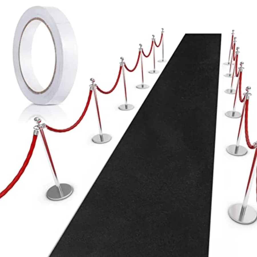 Black Carpet Runner Rug for Party 55gsm Black Runner for Prom Thickness with Carpet Tape Hallway Rug for Graduate Wedding Party