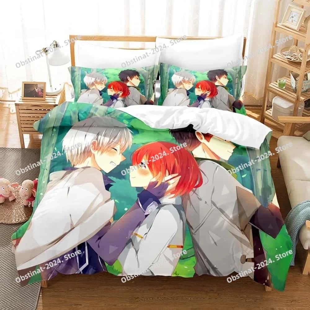 Stampa 3d Biancaneve con i capelli rossi Set biancheria da letto Cartoon Anime Set da tre pezzi Set copripiumino per camera da letto per bambini per adulti Tessili per la casa