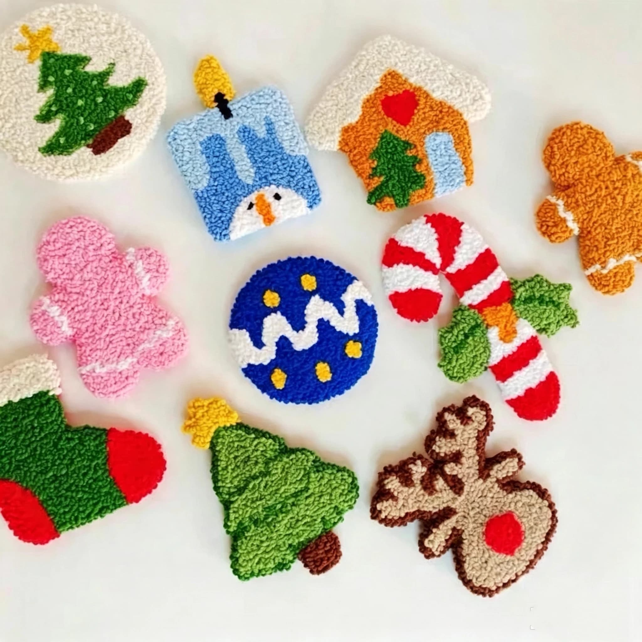 Christmas Embroidery Punch Needle Coaster Kit Wool Poke Embroidery Kit Knitting Sewing Crochet Supplies Christmas Home Decor