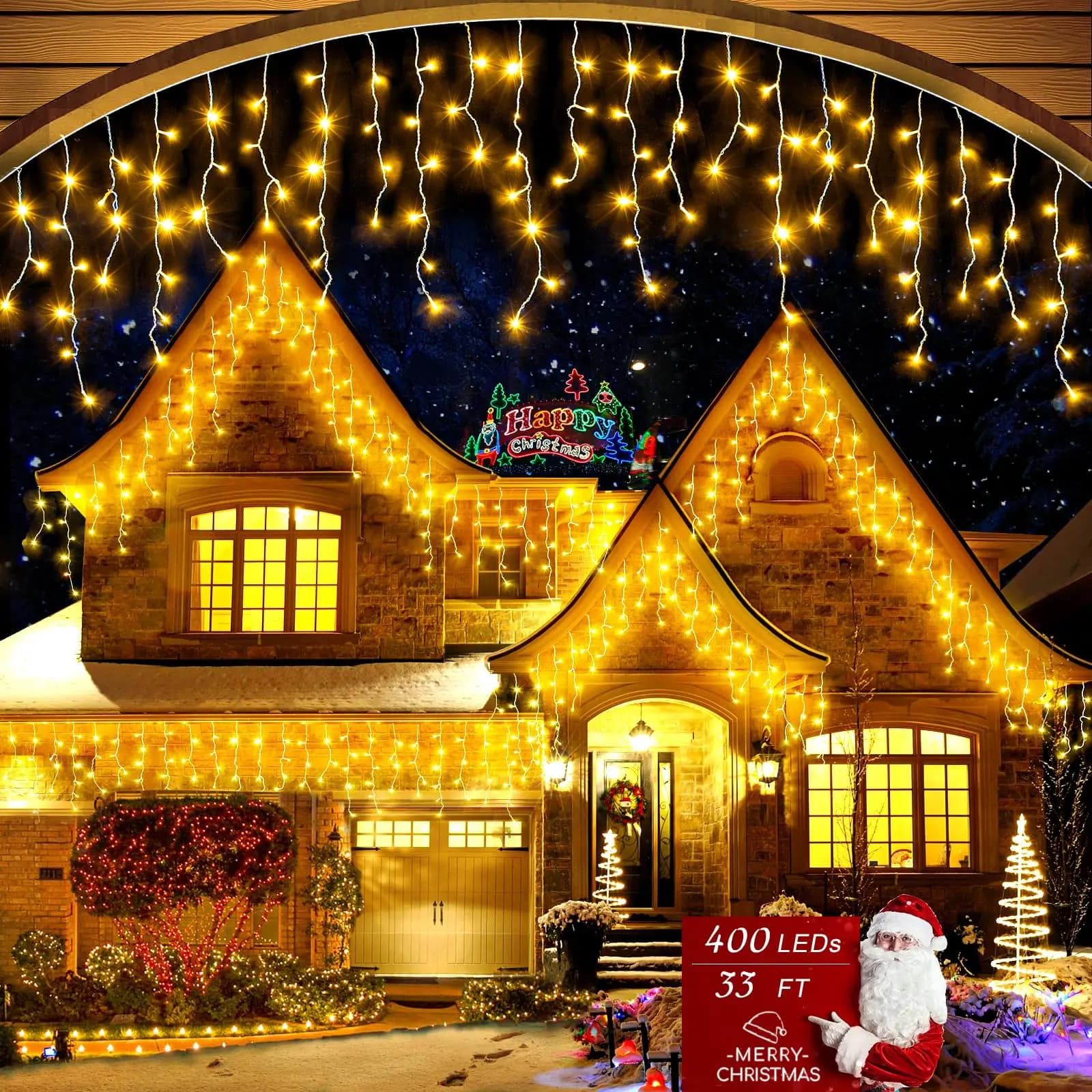 LED Solar Icicle String Lights impermeabile Fairy Garland Christmas lights decorazioni per esterni di Halloween Party Home Garden Decor