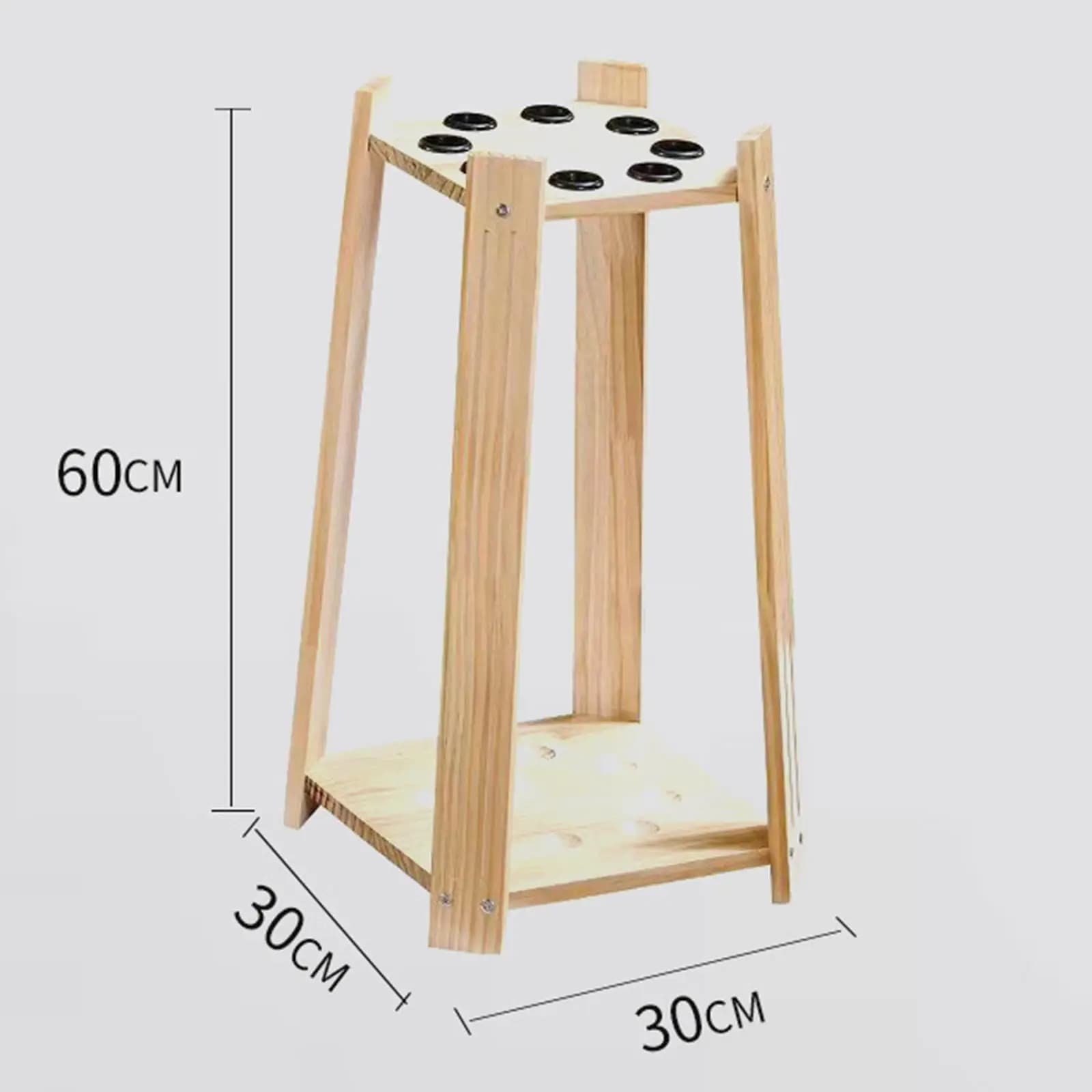 Billiards Accessories Wooden Cue Rack 8 Slot Freestanding Floor Stand Stable Widened Base for Bar and Home