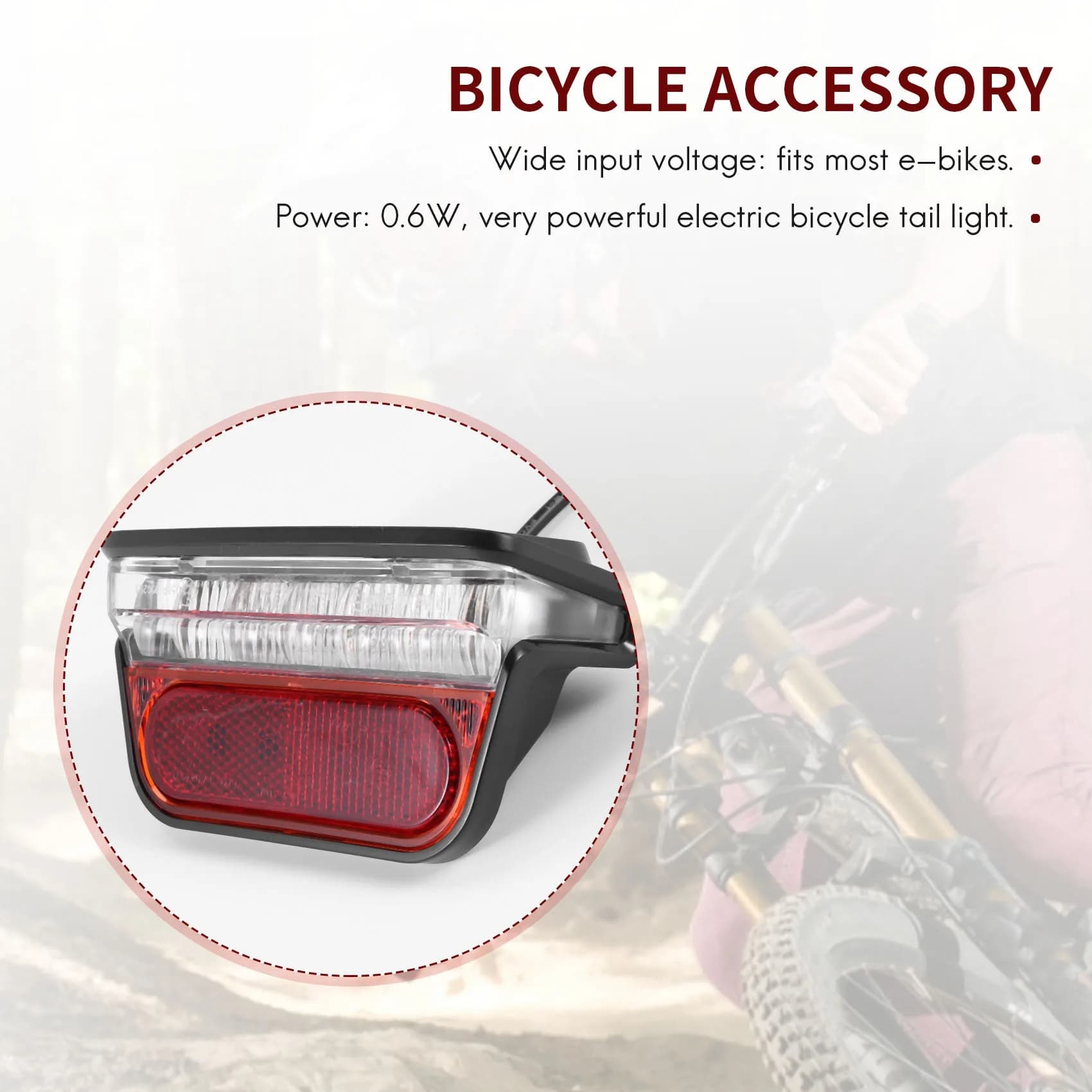 Luce Economica per Bicicletta Elettrica, Fanale Posteriore DC 6V 12V 24V 36V 48V 60V, Accessorio per E-Bike