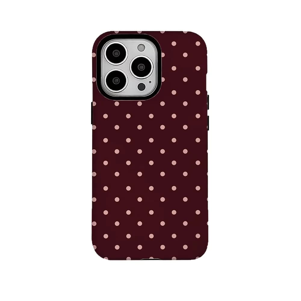 Brown red polka dot 2-in-1 phone case suitable for iPhone 17 16 15 14 13 12 11 Pro/Max/Plus anti drop and shockproof back cover
