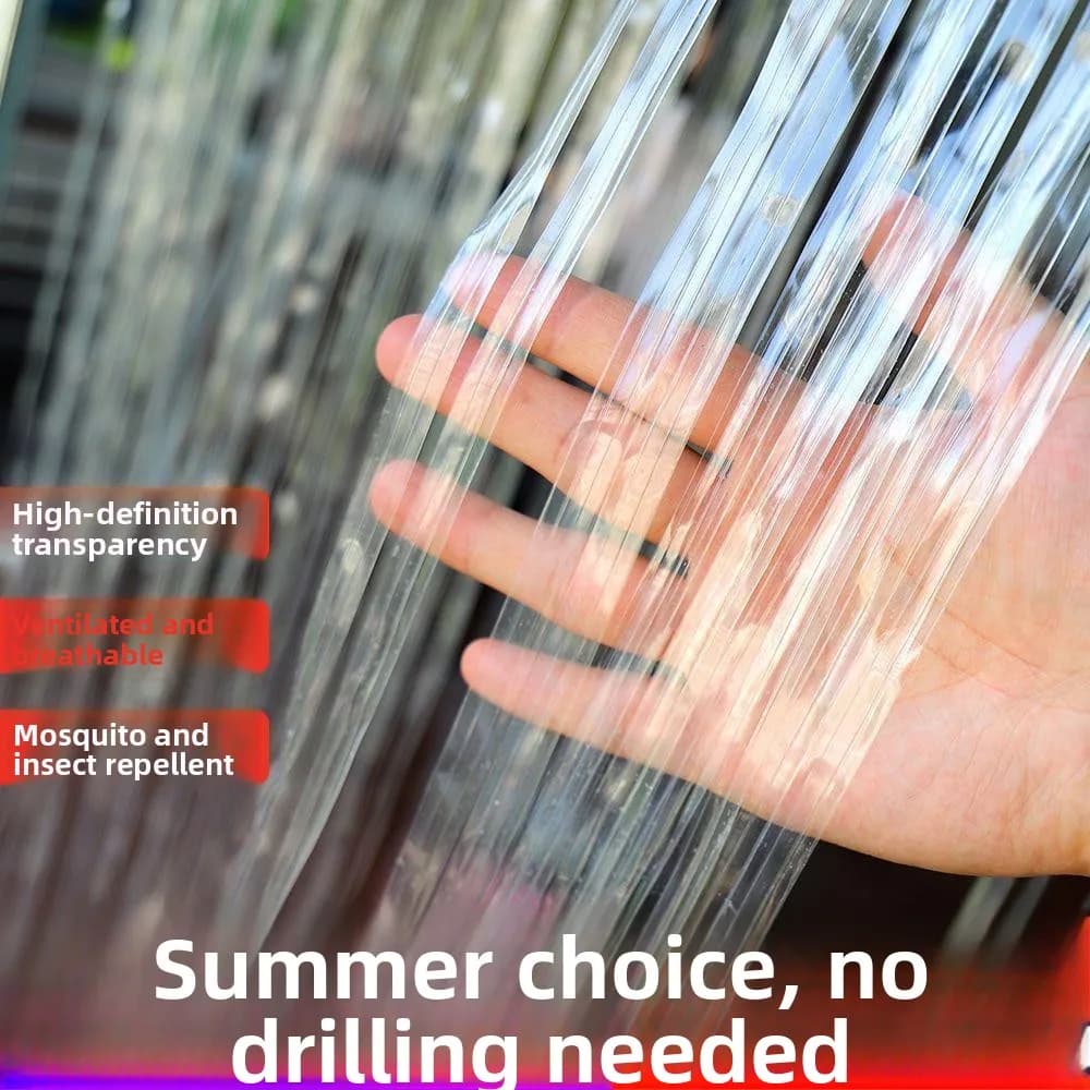 PVC Plastic Transparent Door Curtain Rural Anti-Mosquito Fly Proof Sun Protection Aged Resistant No-Punching Required Commerc...