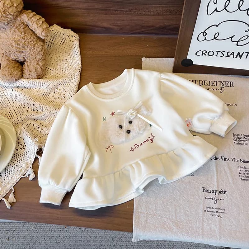 Felpa con Cappuccio per Ragazze Primavera 2026, Nuova Versione Coreana con Top in Pizzo Carino e Stampa di Cuccioli e Lettere, Casual e alla Moda