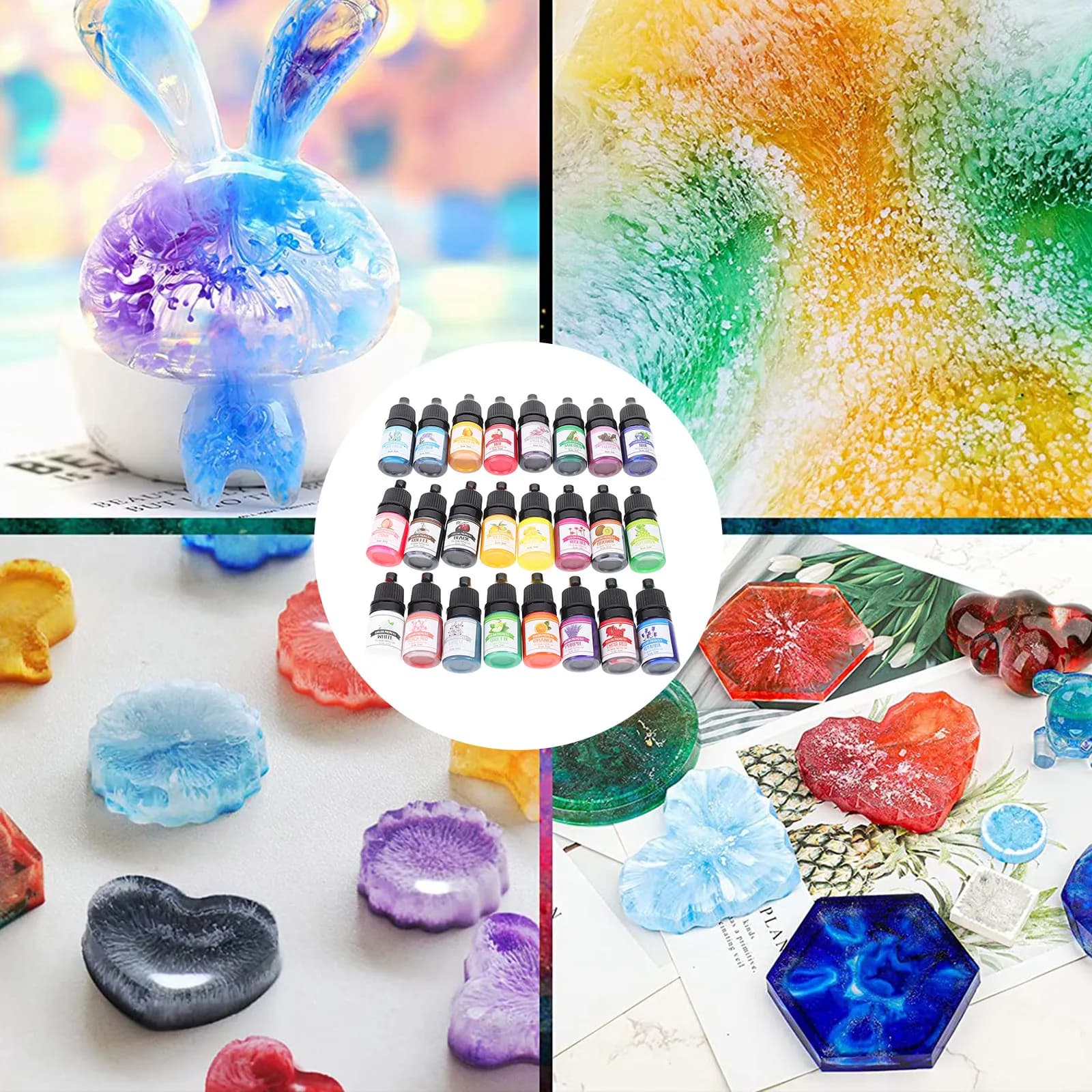 24 Colors Epoxy Resin Pigment Liquid High Concentration Dye for DIY Crystal Resin Crafts Uv Coloring Colorful Dye Pigment
