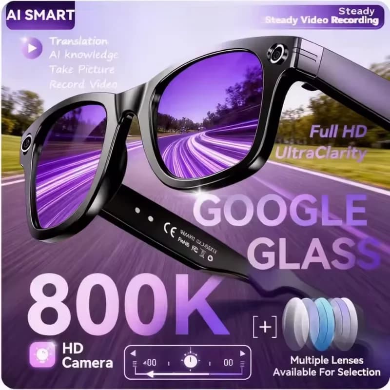 New camera from 800 W men's AI glasses changing color Intelligent translation glasses Video recording photos Waterproof calls Intelligent sunglasses