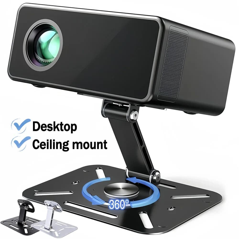 Projector Stand Bracket 360° Rotate Adjustable Angle Universal Mini Projector Holder Mount for Home Office Desktop Ceiling Mount