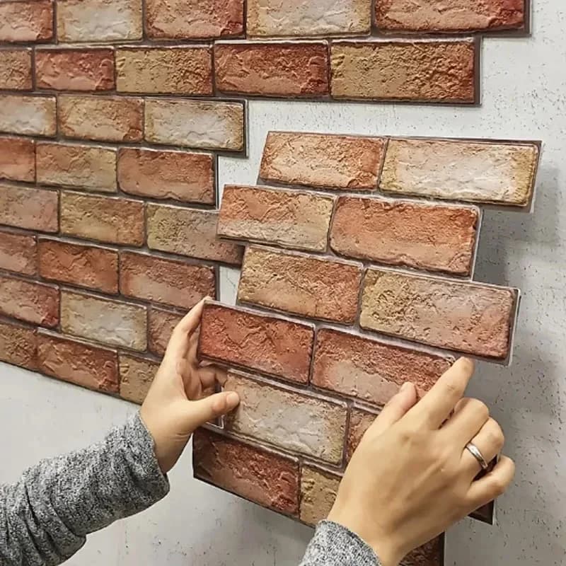 Adesivo Murale 3D Autoadesivo, Pannello Effetto Mattone, Piastrelle Adesive per Cucina e Camera da Letto, Impermeabile