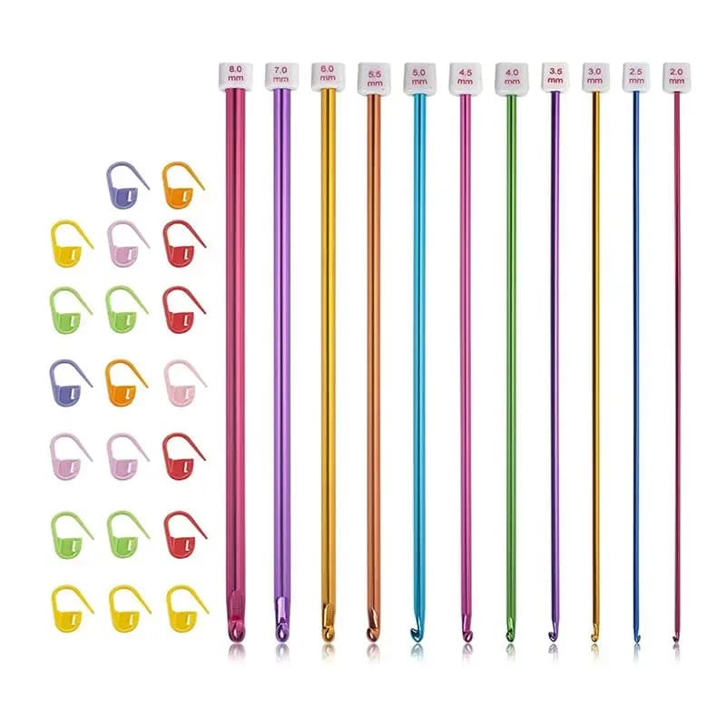 Set di uncinetti tunisini HLZS-1, 11 pezzi, uncinetti afghani in alluminio (da 2 mm a 8 mm)