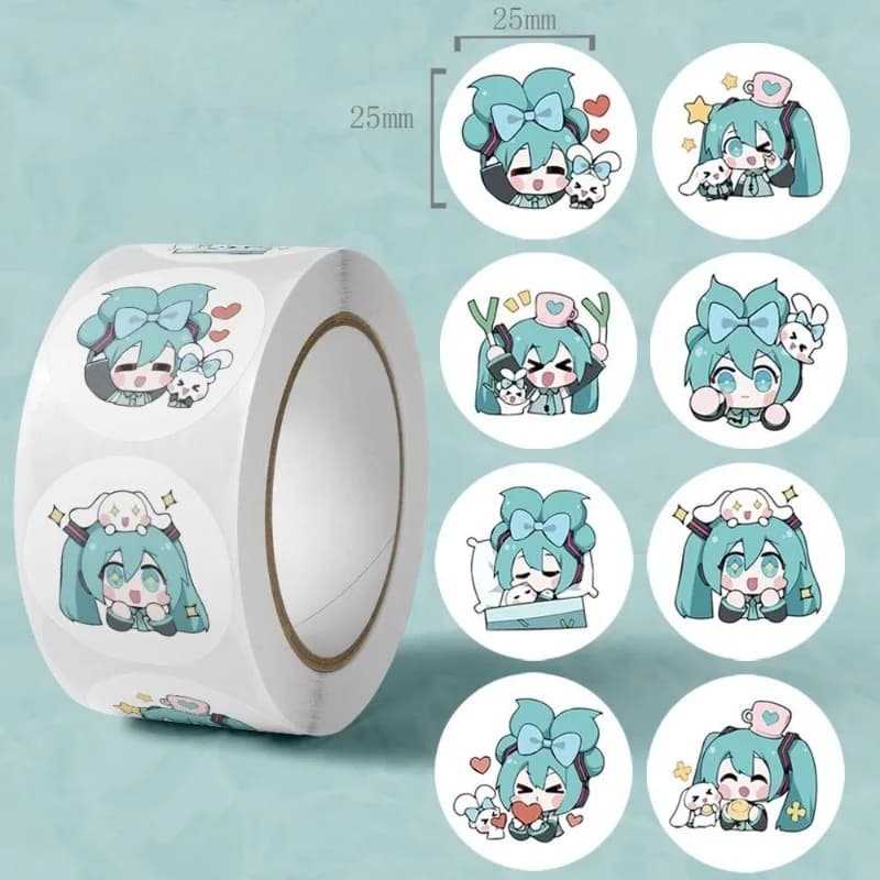 Adesivi Estetici di Hatsune Miku, Adesivi Decorativi Cartoon per Diari, Bottiglie d'Acqua, Valigie e Scrivanie