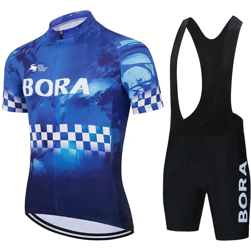 Abbigliamento da Ciclismo per Uomo, Pantaloncini Estivi UCI BORA con Gel, Set Maglia e Pantaloncini, Completo da Bicicletta, Uniforme Sportiva