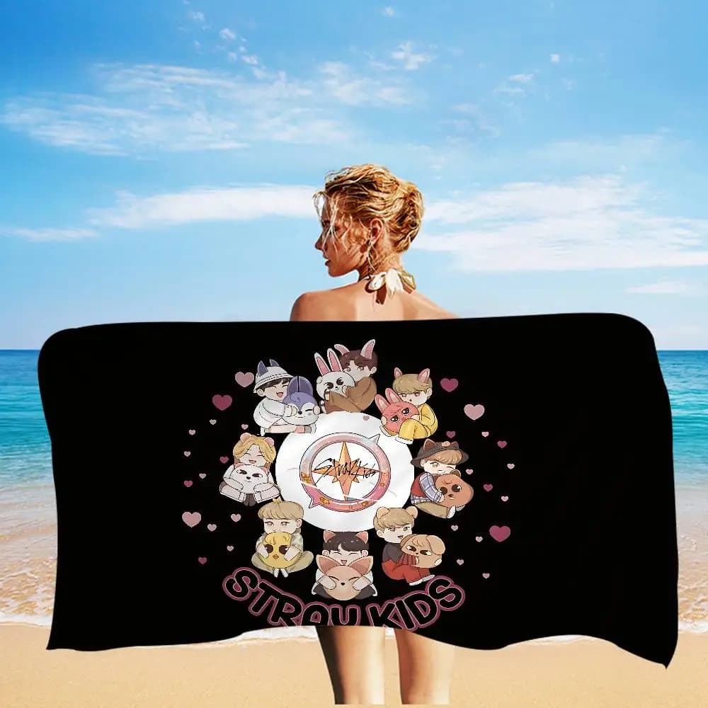 Kpop S-Stray K-Kids Anime Beach Swimming Towel Soft Absorbent Washcloth Children's Gifts For Kids Travel Camping Gym