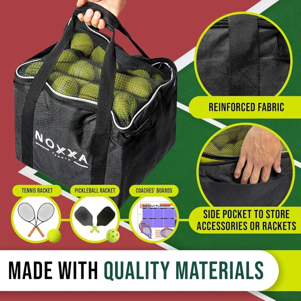 Cestino per palline da tennis e pickleball con tubo di raccolta – Tramoggia per palline da tennis Pickleball con ruote