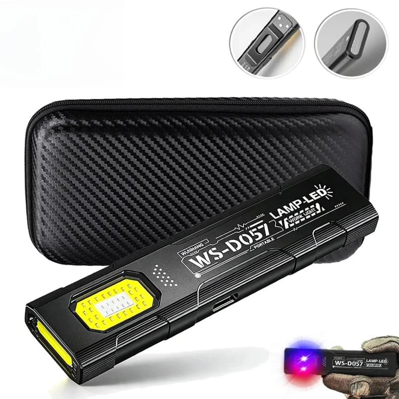 Potente torcia elettrica EDC da 550LM Torcia portatile ricaricabile USB C con luci rosse e blu COB Lanterna portatile con clip per penna