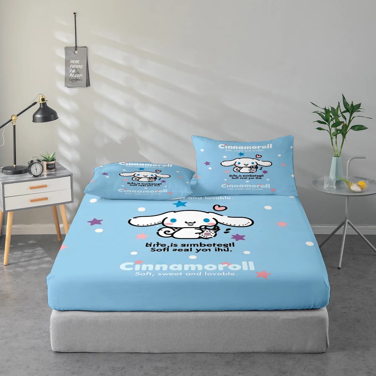 Set di lenzuola con stampa digitale ad alta definizione in 3 pezzi, set di lenzuola con motivo Cinnamoroll, set di lenzuola con stampa floreale di grandi dimensioni, include 1 lenzuolo con angoli + 1/2 federa, adatto per camera da letto, camera degli ospiti, decorazioni per la casa, lenzuolo con angoli in fibra di poliestere + federa, biancheria da letto ultra morbida, tessuto spesso ultra morbido, confortevole per tutte le stagioni, lavabile in lavatrice